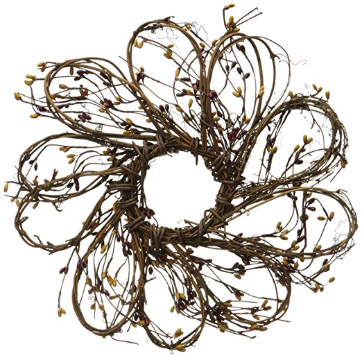CWI Gifts Burgundy and Gold Flower Shape Pip Wreath, 12-Inch