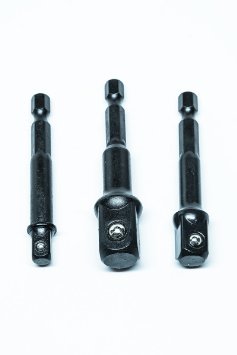 3" Impact Grade Socket Adapter/Extension Set | ARES 70000| Turns Power Drill Into High Speed Nut Driver. 1/4", 3/8", and 1/2" Drive.