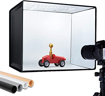 ESDDI Photo Studio Light Box 16"x12"/40x30cm Adjustable Brightness Portable Folding Photo Box Photography Studio Lights 64 Led Lights With 4 Colors Backdrops