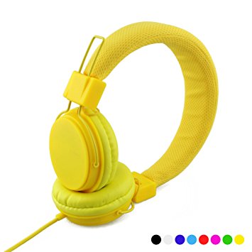 Einskey Ultra-Soft Headphones with Microphone Inline Control for Travel Running Sports Chatting Gaming Hifi Audio Lightweight Foldable Design H004 Headset for Kids Men Woman (Yellow)