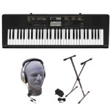 Casio Inc CTK2400 PPK 61-Key Premium Portable Keyboard Package with Samson HP30 Headphones Stand and Power Supply
