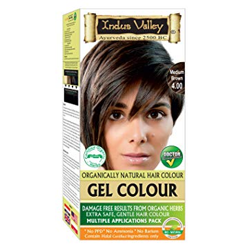 Indus Valley Permanent Gel Hair Color Medium Brown 4.0 (upto 4 Applications) with Orange Aroma