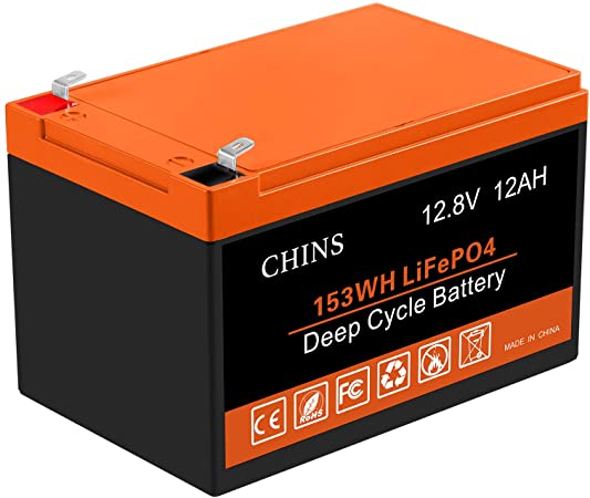 12V 12Ah Deep Cycle LiFePO4 Battery, 2000 Cycles or More, Built-in BMS, Maintenance-Free Battery for Golf Cart, Boat, Solar System, UPS and More