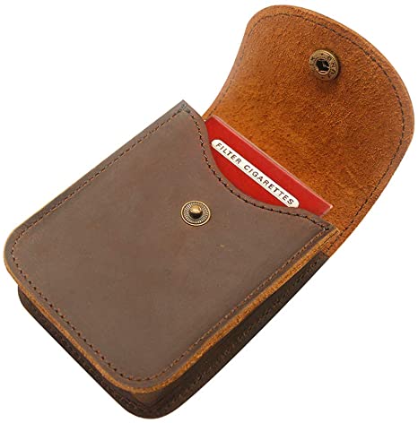 boshiho Single Deck Leather Playing Card Case,Card Holder-Brown
