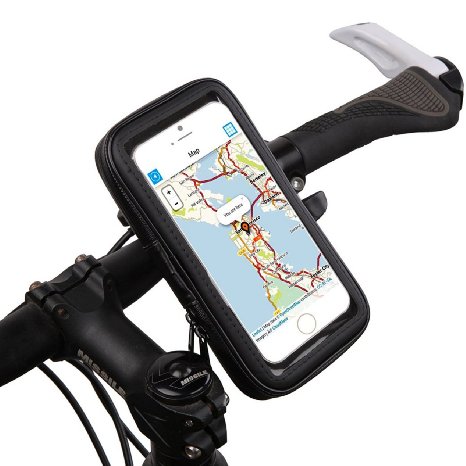 GVDV Bike Bicycle Handlebar Universal Adjustable Cell Phone Holder Mount Cradle With Waterproof Pouch Case for iPhone Samsung and Other Window Android Smatphone GPS and MP3 Player