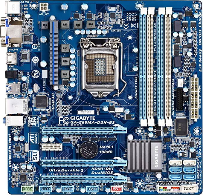 Gigabyte Intel Z68 Micro ATX LGA 1155 Motherboard (GA-Z68MA-D2H-B3)