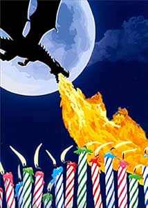 Avanti Press Fire Breathing Dragon : Full Moon : Candles A-Press Humorous : Funny Birthday Card