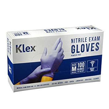 Klex Nitrile Exam Gloves - Medical Grade, Powder Free, Latex Rubber Free, Disposable, Food Safe, Lavender M Medium