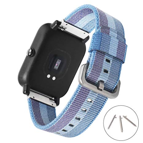 20mm Nylon Watch Band SIKAI Quick Release Universal Woven Nylon Replacement Strap for Samsung Gear Sport/Ticwatch E/Amazfit Bip/Garmin Vivomove Nylon Bracelet (Lake Blue)