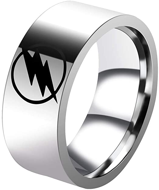 ATDMEI Lightning The Flash Ring for Men Women Stainless Steel Wide 8mm Size 6-12 Jewelry with Gifts Box