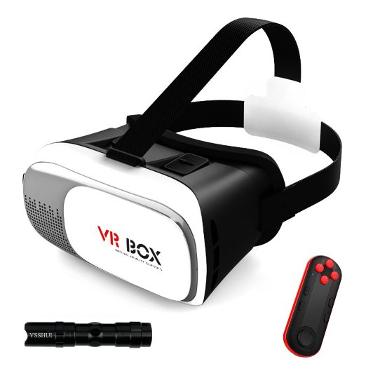 3D VR Glasses, YSSHUI 3D VR Box II Headset with Bluetooth Remote Control Virtual Reality Mobile Phone 3D Movies for iPhone 6s/6 plus Samsung Galaxy s5/s6/note4/note5 and Other 4.7"-6.0" Cellphones