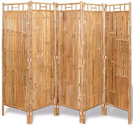 Tidyard 5 Panel Bamboo Room Divider, Outdoor Indoor Privacy Screen, Office Divider Decorative 78.7" x 63"