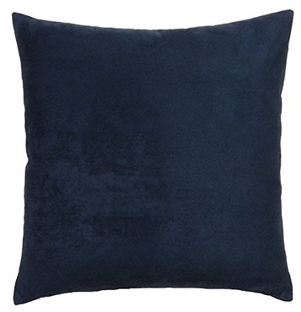 26" x 26" Solid Faux Suede Decoractive Pillow Cover/Sham, Navy - Set of 2