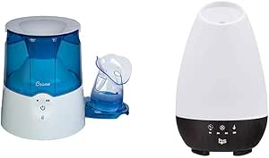 Crane EE-5202 Inhaler & HealthSmart Essential Oil Diffuser, Cool Mist Humidifier Bundle with 0.5 Gallon Tank Capacity