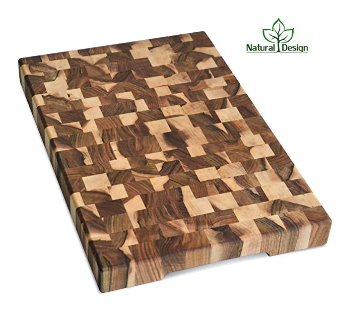 Cutting Board 18 x 12 x 1.6 inch End Grain Chopping Block Hardwood Extra Thick Wood: Walnut Cherry Oak Canadian Oak Ash-tree Walnut Beech Durable & Resistant