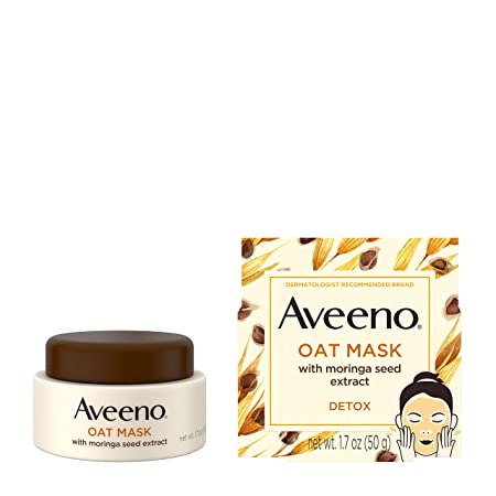 Aveeno Oat Face Mask, Detoxifying Moringa Seed Extract and Vitamin E Antioxidant, 1.7 Ounce