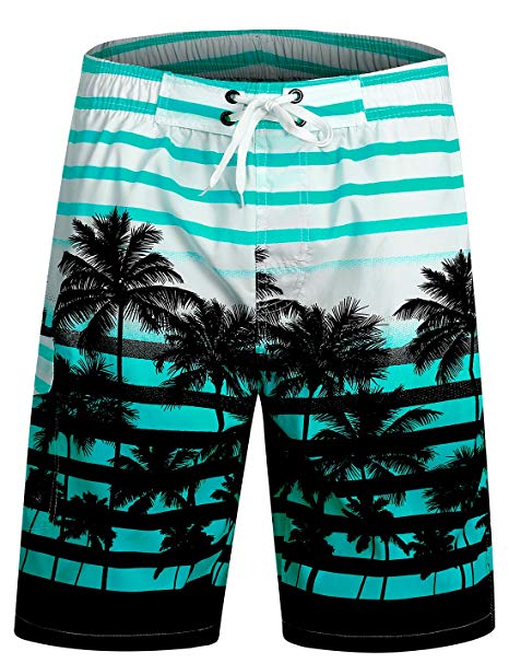 APTRO Men's Swim Shorts Quick Dry Palm Tree Trunks Bathing Suit