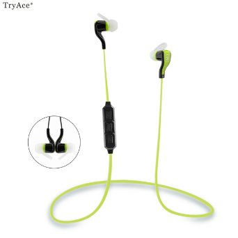 TryAce®M1 Sports Wireless Bluetooth4.1Headphone Music Stereo Earphone Noise Cancelling Headsets Built in Microphone Volume 3 Color for Choose (black/green)