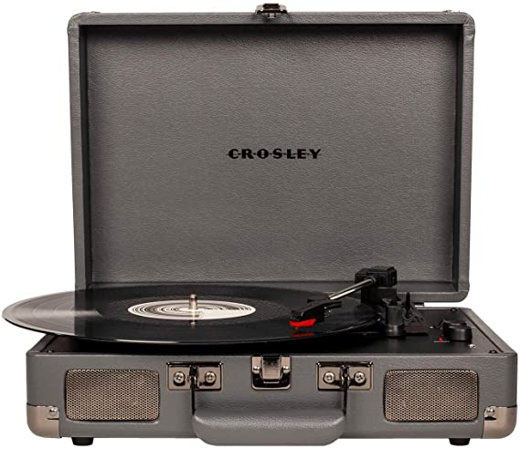Crosley Cruiser Deluxe Vintage 3-Speed Bluetooth Suitcase Turntable, Slate