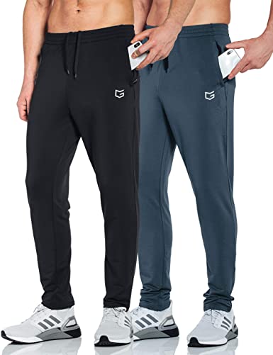 G Gradual Men's Sweatpants with Zipper Pockets Tapered Track Athletic Pants for Men Running, Exercise, Workout