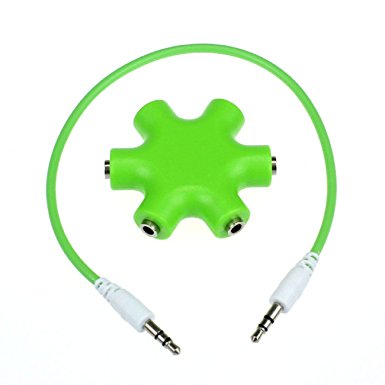 Doinshop New Fashion 3.5mm Headphone Earphone Audio Splitter 1 Male to 2 3 4 5 Female Cable (green)