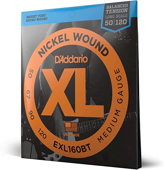 D'Addario EXL160BT Nickel Wound Bass Guitar Strings, Balanced Tension Medium, 50-120