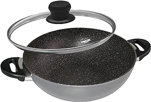 STONELINE Wok With Glass Lid, 32 cm, Anthracite