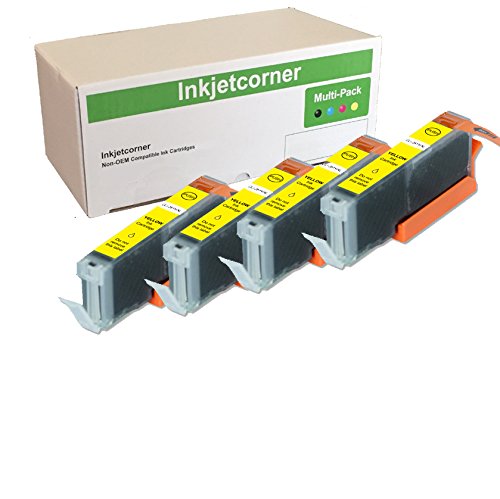 Inkjetcorner 4 Pack YELLOW Compatible Ink Cartridge Replacement for Canon CLI-251XL CLI-251 Pixma MG5420 MG5422 MG5520 MG5620 MG6320 MX722 MX922 MG6420 MG6620 MG5522 MG7120 MG7520 with CHIP installed