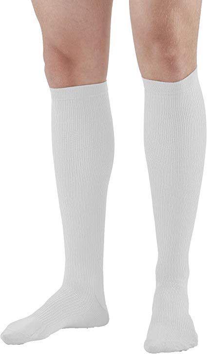 Ames Walker AW Style 100 Men's Dress 20 30mmHg Firm Knee High Socks White Large