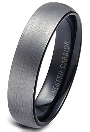Tungary Tungsten Rings for Men Wedding Engagement Band Brushed Black 6mm Size 6-14