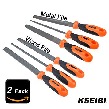 KSEIBI 311496 High Carbon Steel Metal File and Rasp File W Rubber Soft Handle Quality (2Pack)