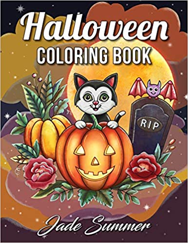 Halloween Coloring Book: An Adult Coloring Book with Beautiful Flowers, Adorable Animals, Spooky Characters, and Relaxing Fall Designs