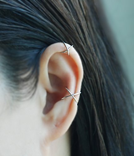20gauge Criss Cross X Ear Cuff, Cartilage earring, Fake conch piercing,Boho jewelry, Cartilage earring, Holiday Gift, for her, Handmade Gift,Please select an option