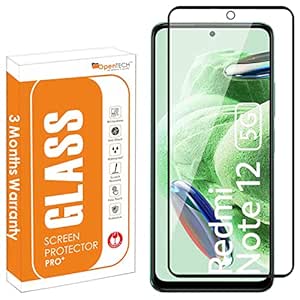 OpenTech Tempered Glass Screen Protector Compatible For Xiaomi Redmi Note 12 With Edge To Edge Coverage And Easy Installation Kit For Smartphone