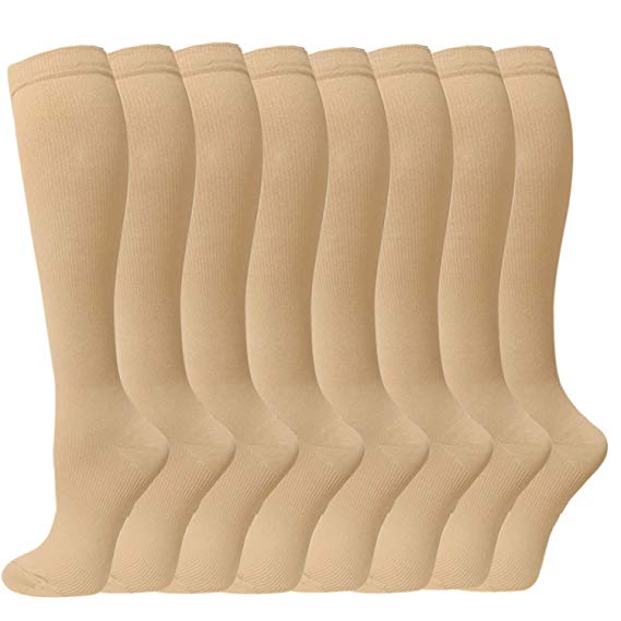 8 Pack Compression Socks for Women & Men - Best Medical,Nursing,Hiking,Recovery,Travel & Flight Socks