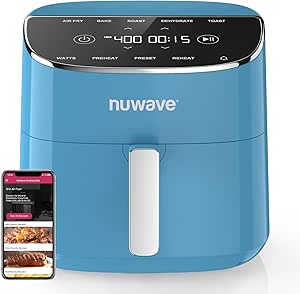 Nuwave Brio Plus Air Fryer 8 Qt, New & Improved, PFAS-FREE, 7 Digital One-Touch Cook Functions that AIR FRY, BAKE, ROAST, DEHYDRATE, TOAST, REHEAT, PREHEAT, 150 Presets, 50°F~400°F, 700/1500/1800W