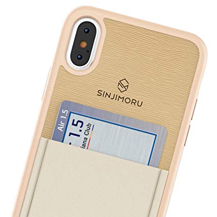 Sinjimoru iPhone X/XS Case Card Holder, iPhone X/XS Card Case iPhone X/XS Wallet Case Card Wallet. Sinji Pouch Case iPhone X/XS, Beige.