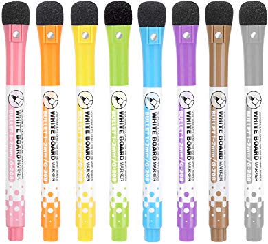 Magnetic Dry Erase Markers Set - 8 Colors Fine Point Tip White Board Marker with Eraser, Low Odor Whiteboard Markers for Kids, Teachers