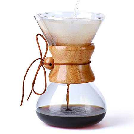 Glotoch Glass Coffee Dripper, Pour Over Brewer Coffee Maker, Classic Hand Drip Brewer for Paper Filter（800ml, 6cups)