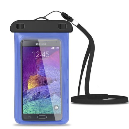 Waterproof Case, FiveBox Universal Waterproof Dry Bag Case with Armband for Apple iPhone 6s Plus, 6 Plus, 5S, Samsung Galaxy S6, S5, Galaxy Note 4, LG, HTC, Sony, With Neck Strap and Touch Responsive Front and Back Transparent Screen Protector Windows-Blue
