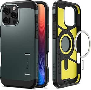 Spigen Case for iPhone 16 Pro Case, Tough Armor (AI) MagFit Designed for Apple iPhone 16 Pro - Abyss Green