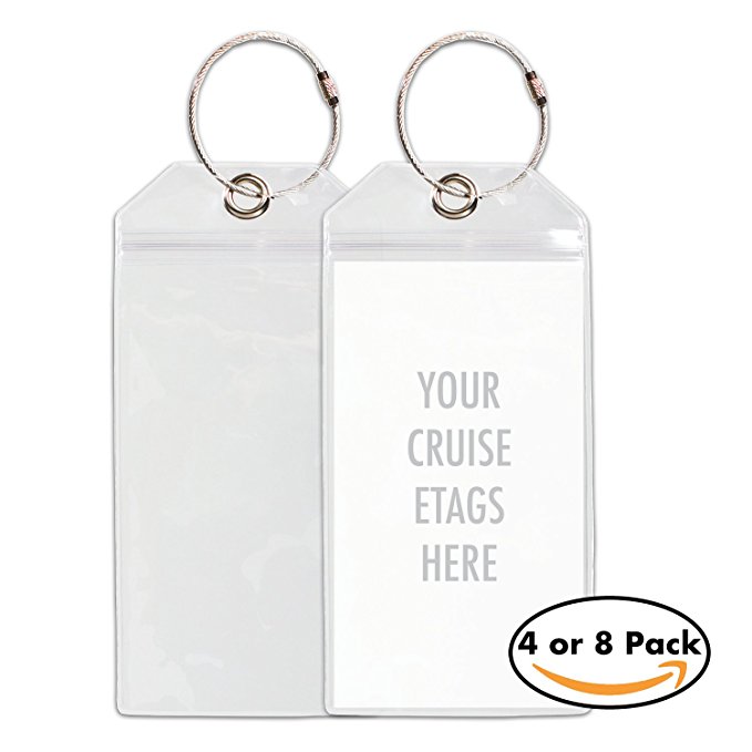 Cruise Tags - Cruise Ship Luggage Etag Holder with Zip Seal & Steel Loops