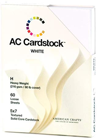 5 x 7-inch White AC Cardstock Pack by American Crafts | Includes 60 sheets of heavy weight, textured white cardstock