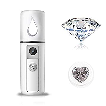 Nano Facial Steamer Mist Spray Eyelash Extensions Cleaning Pores Water SPA Moisturizing Hydrating Face Sprayer USB Rechargeable Mini Beauty Device - Summer gives you cool(White)