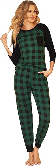 Hotouch Women Pajama Set 2 Piece Comfy Pj Set Long Sleeve Top and Pants with Pockets Soft Lounge Sets Sleepwear