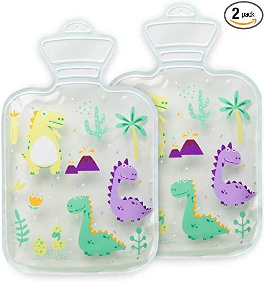 Navaris Kids Hot and Cold Packs (Set of 2) - Reusable Heat and Ice Gel Pack Set for Boy or Girls - Compress Pads to Cool or Warm - Dinosaur Design