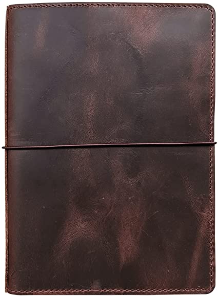 Travelers Notebook Cover with Inner Pockets, Card Slots and Pen Holder, A5 Size, Dark Brown