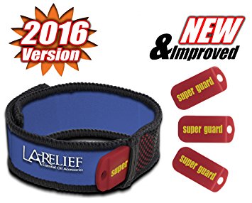#1 Premium Mosquito Repellent Bracelet NEW AND IMPROVED with 8 Essential Oils 2016 Edition from La Relief. 100% Natural and Deet Free Made of 100% High Grade Essential Oils (Blue)