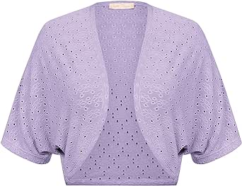 Belle Poque Women's Open Front Bolero Shrug Batwing Short Sleeve Cropped Cardigan Lightweight