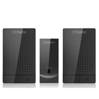 Chafon CF89 Wireless Doorbell Kit,Operating At 1000 ft / 300m Range ,36 Optional Melodies Chimes ,1 Battery Power Button Transmitter & 2 Plug-in Door Chime(Black)